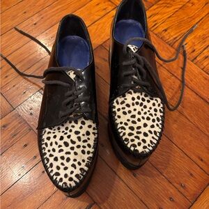 Platform Black Oxfords with Dalmatian haircalf toe
